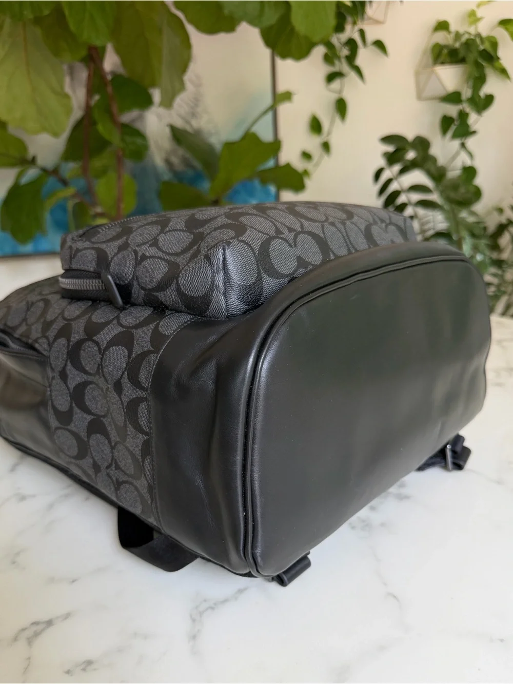 NWT Coach West Backpack In Signature Canvas & Leather Charcoal / Black 2736